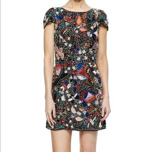Alice + Olivia sequined beaded mesh dress size 4